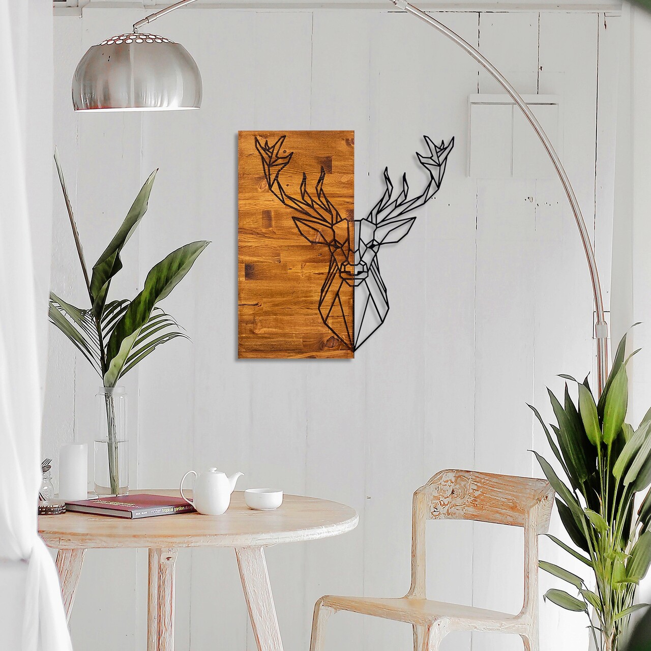 Decoratiune de perete, Deer1, Dimensiune: 56 x 58 cm, Nuc / Negru - imagine 5